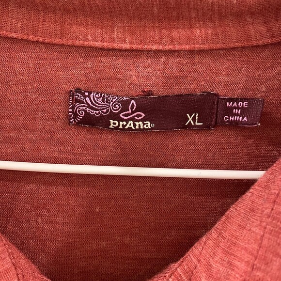Prana Besha Wool Blend Long Sleeve Collared Shirt - Red XL - Picture 4 of 9